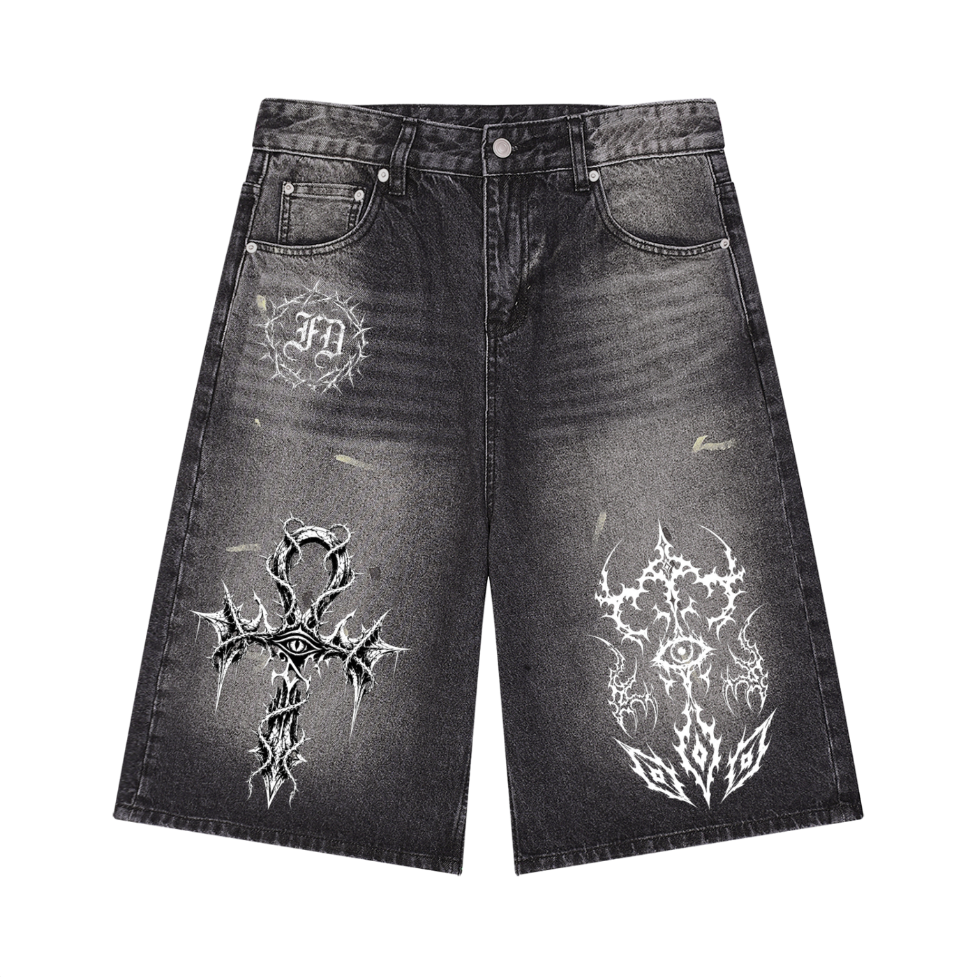 Men’s Vintage Wash Wide Leg Denim Shorts