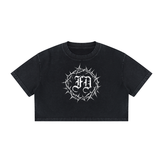 Women's Mineral Wash Cotton Crop T-Shirt