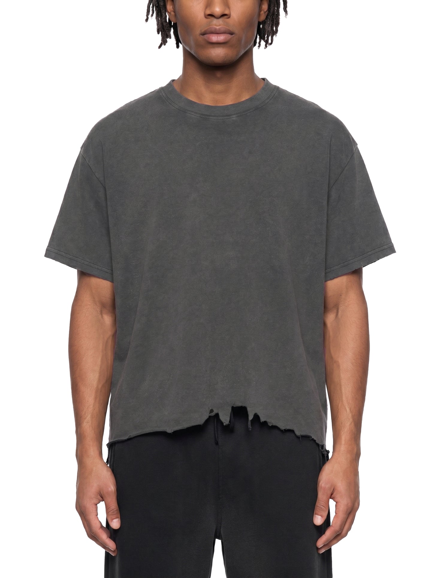 Vintage Wash Boxy Distressed Hem T-Shirt